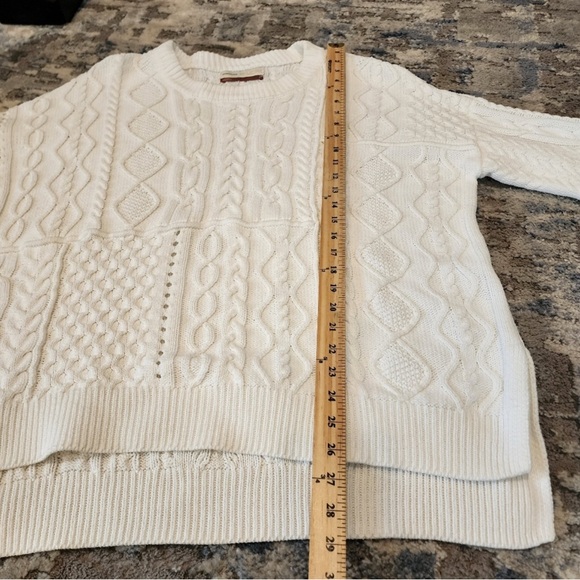 Anthropologie Jasmin Pilcro white cableknit sweater, XL Anthro Letterpress - Picture 8 of 15
